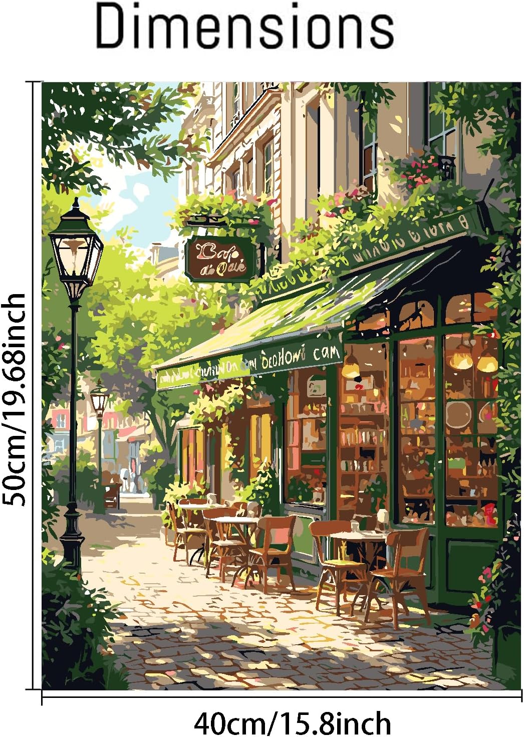 Mrnsiet Paint by Numbers Kit for Adults, Easy Street Cafe Adult Paint by Number Kits on Canvas, Spring Scene DIY Acrylic Oil Number Painting Kits for Home Wall Decor Gift 16x20 Inch