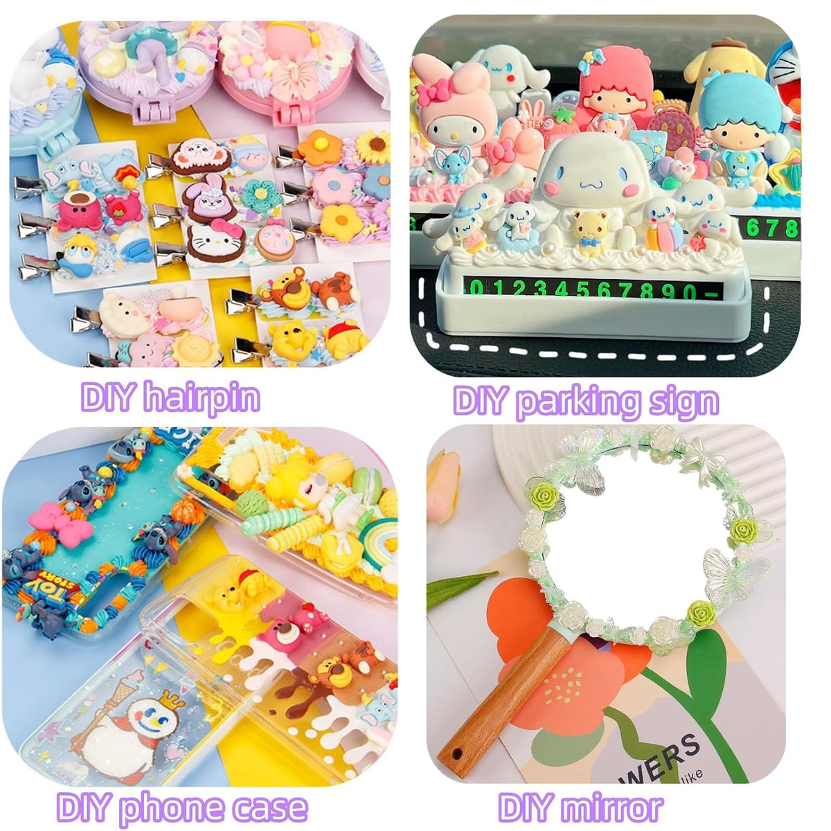 Cream Glue for Crafts, 4pcs (50g) Pink Decoden Cream DIY Phone Case Kit