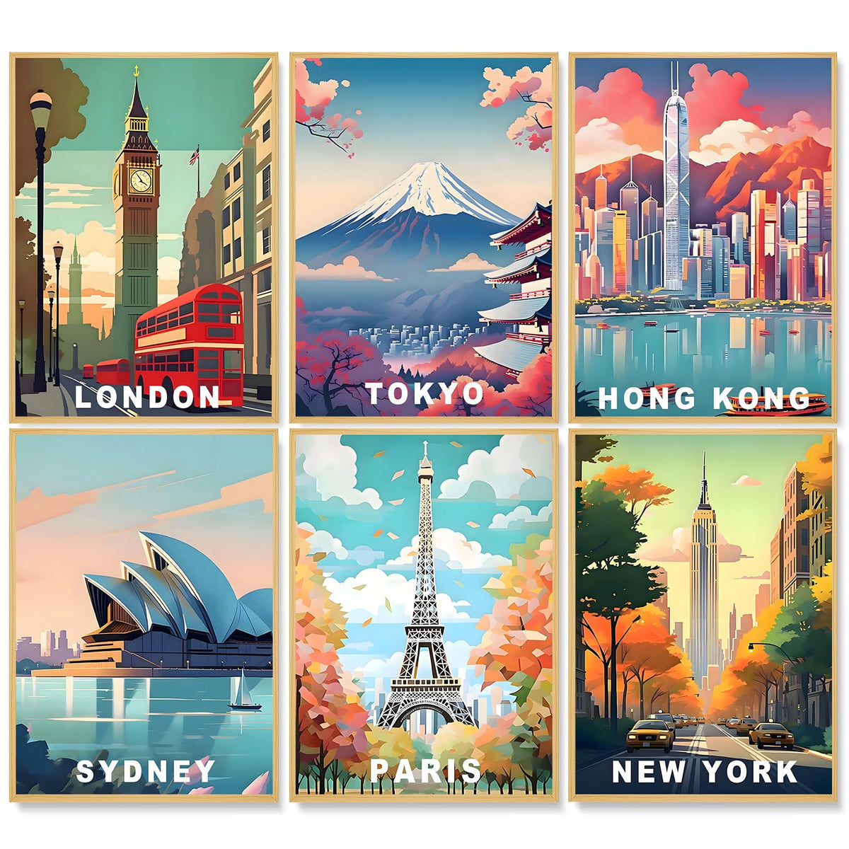 6 Pack Paint by Numbers Kit for Adults, National Parks Canvas Painting Set