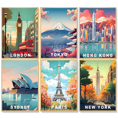 6 Pack Paint by Numbers Kit for Adults, National Parks Canvas Painting Set