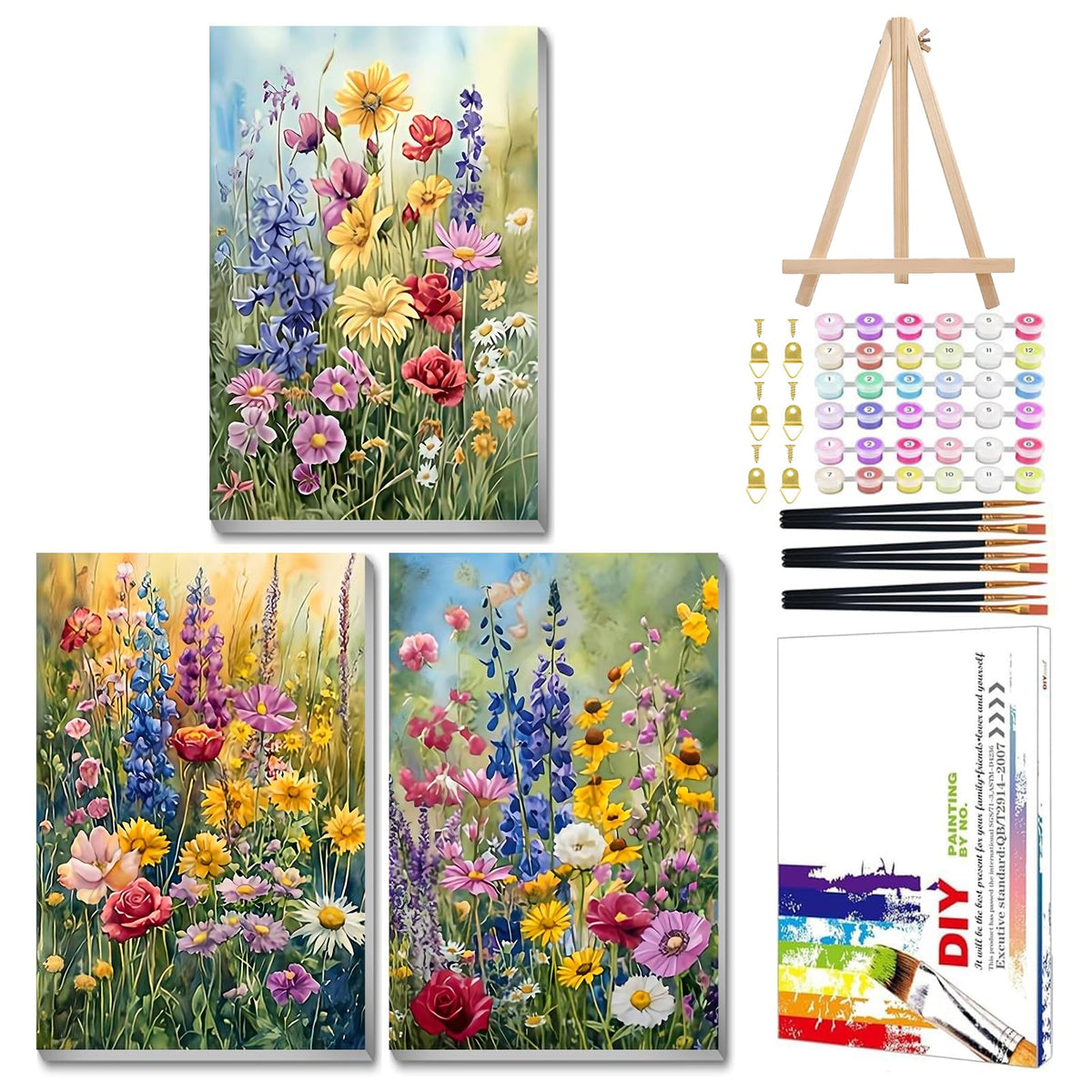 Mandun Landscape Paint by Numbers Kit for Adults, 3 Pack, 7.8x11.8 inch