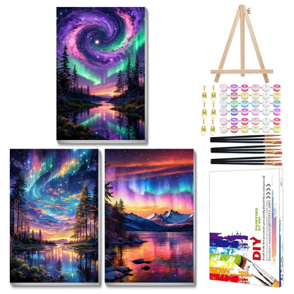 Mandun Landscape Paint by Numbers Kit for Adults, 3 Pack, 7.8x11.8 inch