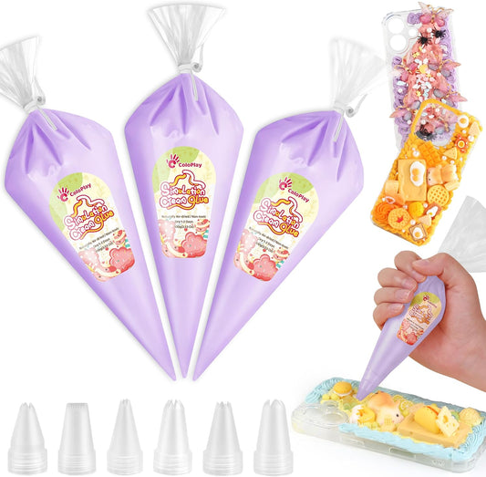 Cream Glue, 3PCS Light Purple Whipped Cream Glue Kit (Each 100g)