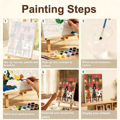 Gemozaic Framed Paint by Numbers Kit for Adults, Funny Cats Shop, 8x12 in