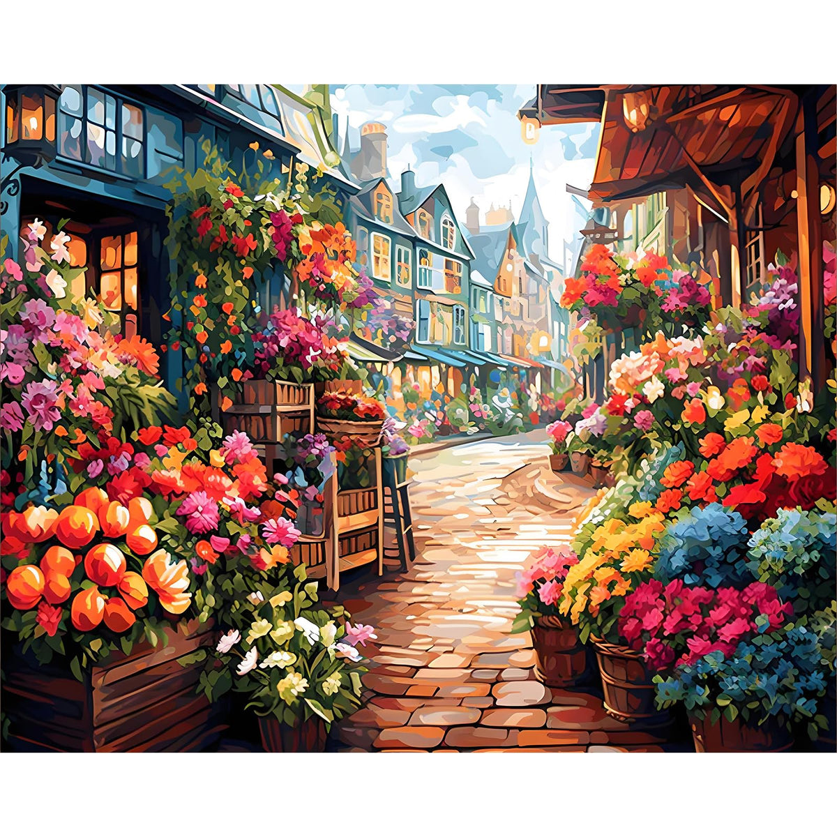 Paint by Numbers Kit for Adults, Fall Lake Cabin Number Painting Canvas Kit