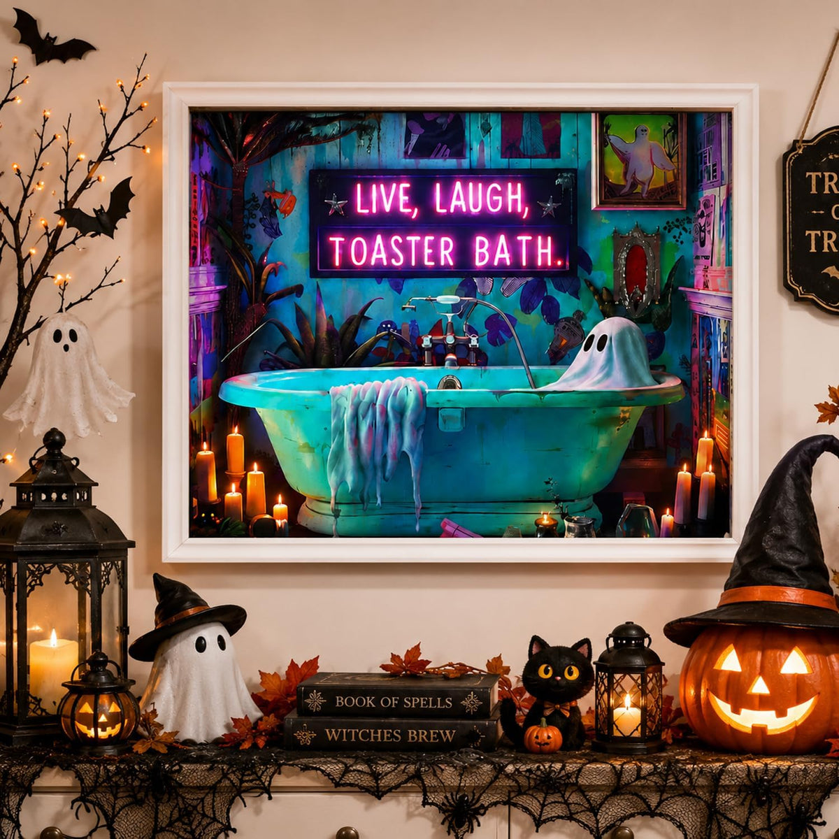 Halloween Paint by Numbers Kit for Adults,Ghost Paint by Number With Frame