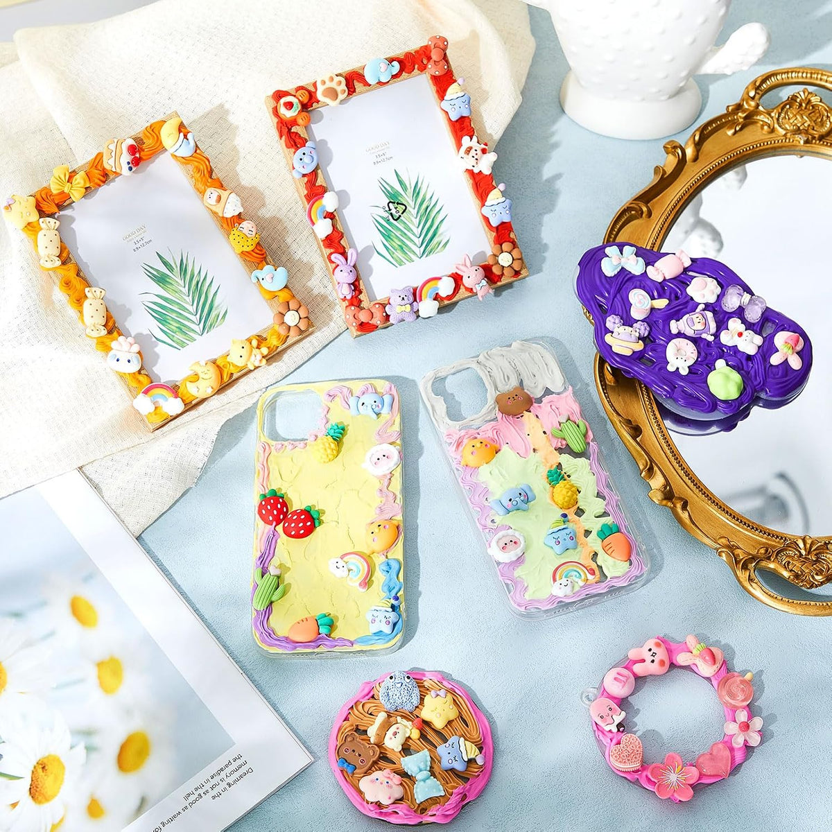 12 Pcs Whipped Cream Glue Kit with Piping Tip Decoden Charm,Cute
