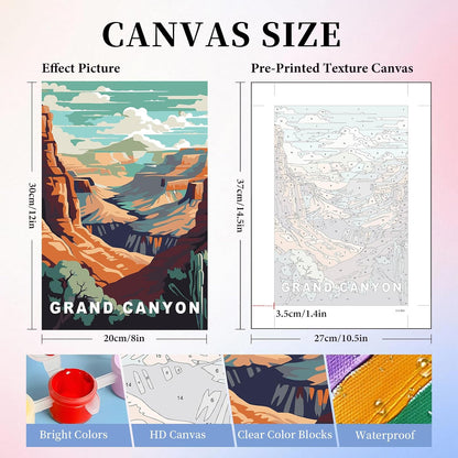 6 Pack Paint by Numbers Kit for Adults, National Parks Canvas Painting Set