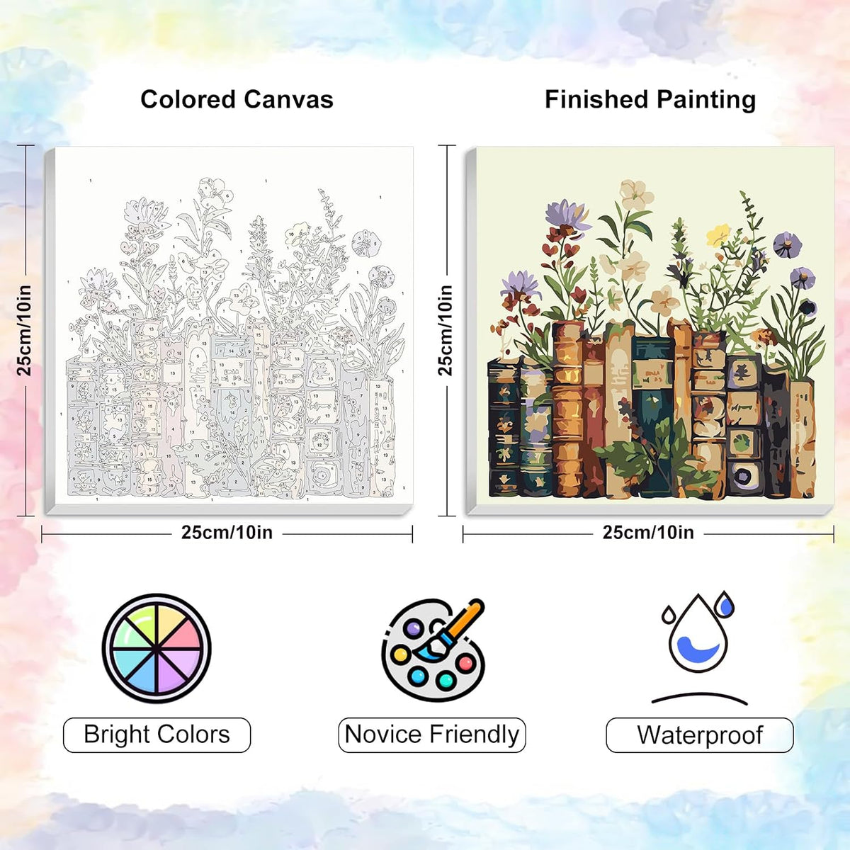 Yezavesu Book Framed Paint by Numbers Kit for Adults 10x 10 inch, Flowers