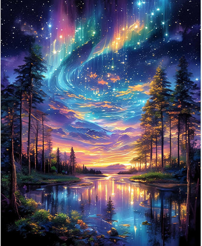 Starry Night Paint by Numbers Kit for Adults Beginner Tree Acrylic Painting Kit Adult Paint by Number Kits on Canvas DIY Painting for Beginners Art by Numbers for Gifts Home Wall Decor 16x20 Inch