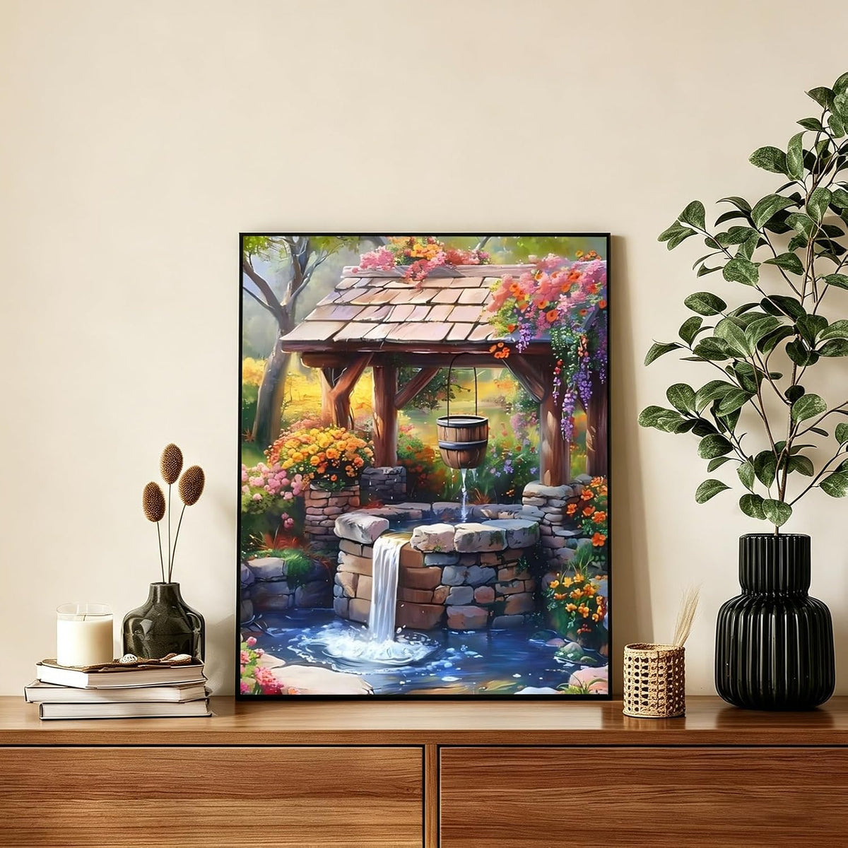 AUKELHJ Paint by Numbers Kit for Adults Beginner, Water Well, 16X20 Inch