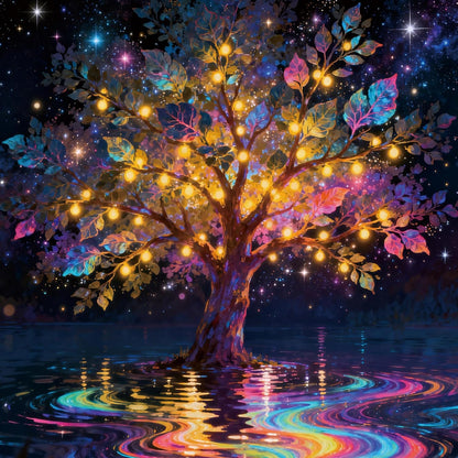 Tree Wildflowers Paint by Numbers Kit for Adults Canvas, Frameworkless