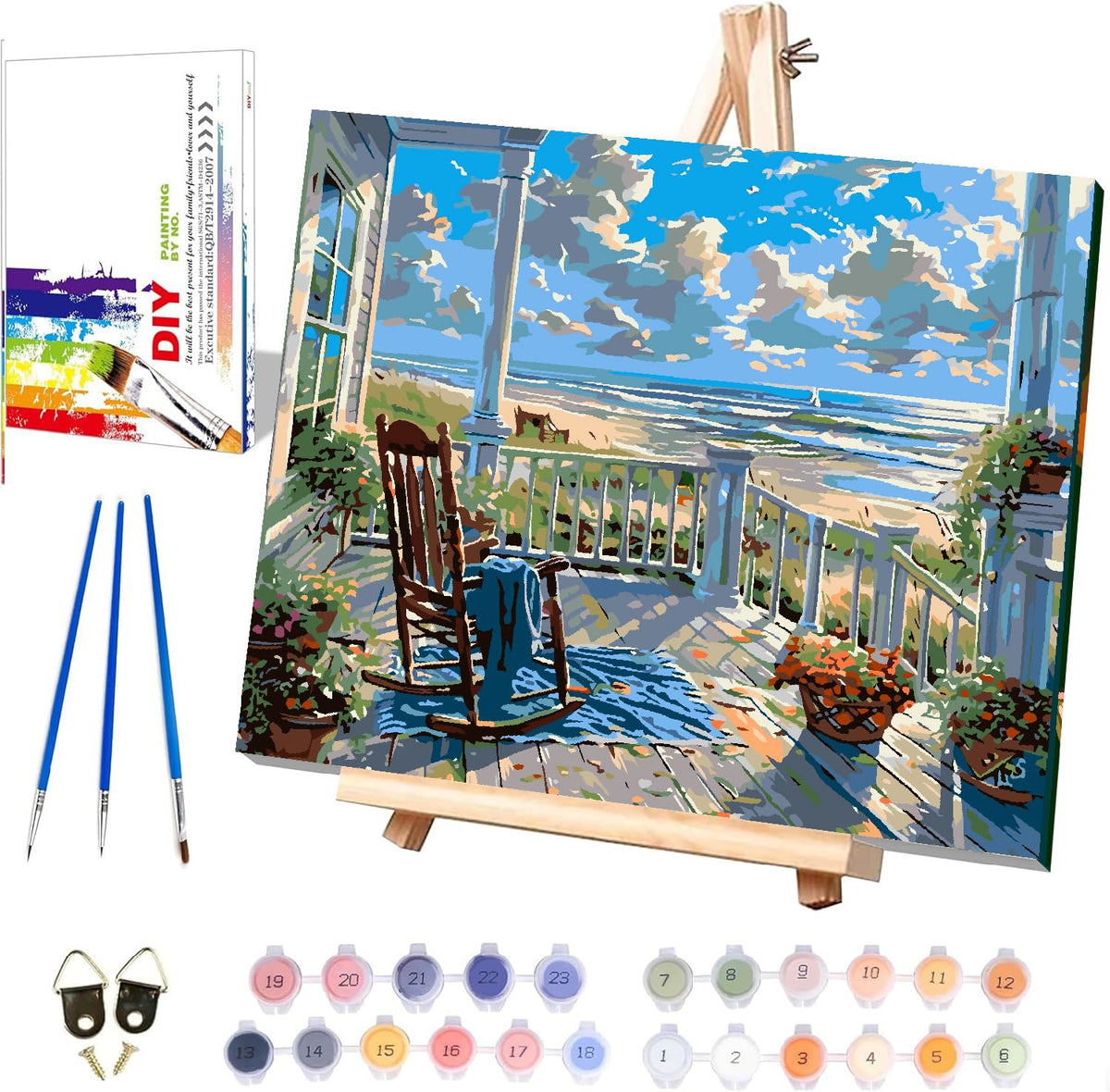 Clendo DIY Moon Paint by Numbers Kit for Adults, Landscape Adult Paint by Number Kits on Canvas Without Frame, Lake View Oil Paint by Numbers for Home Decor Gift 16” W x 20”L