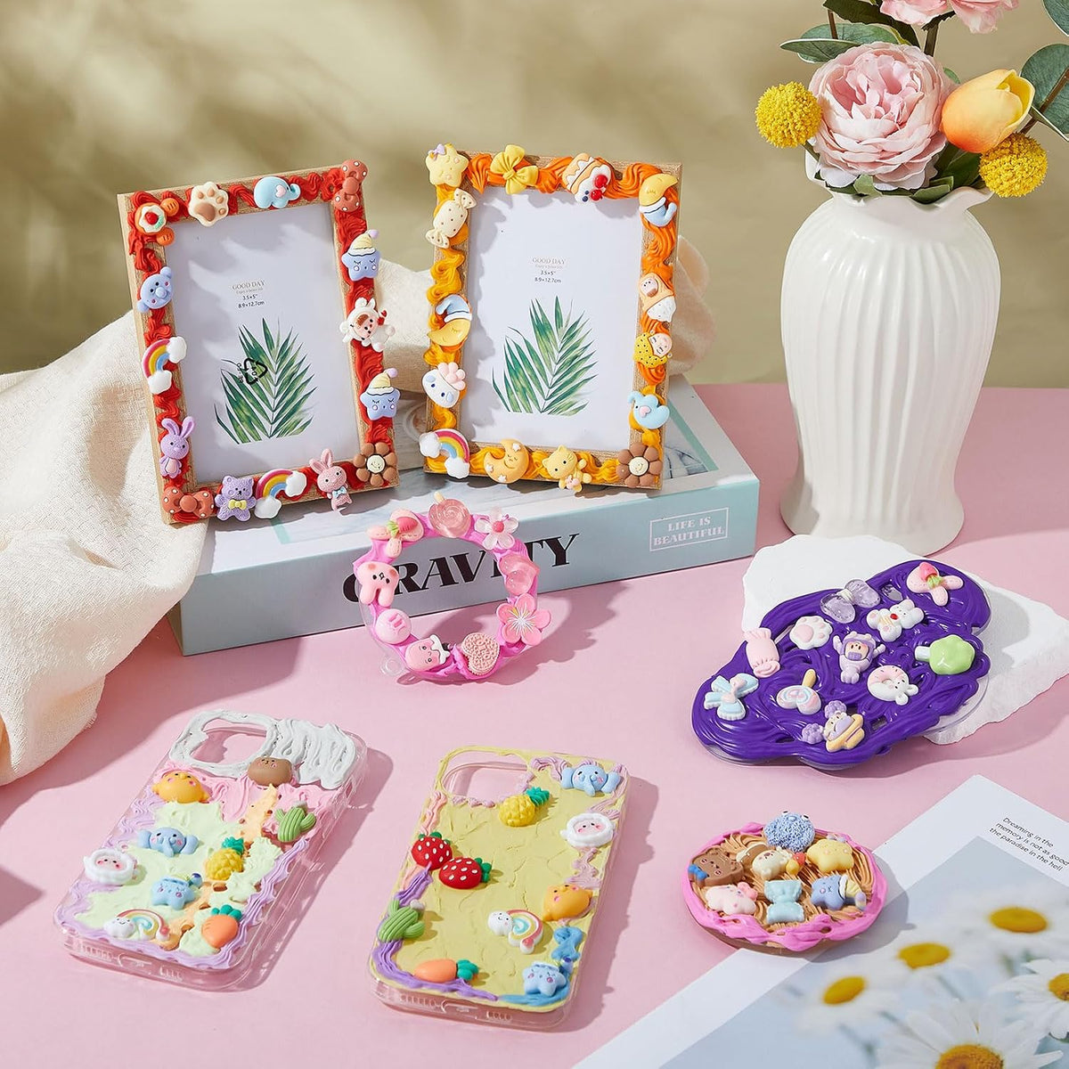 12 Pcs Whipped Cream Glue Kit with Piping Tip Decoden Charm,Cute
