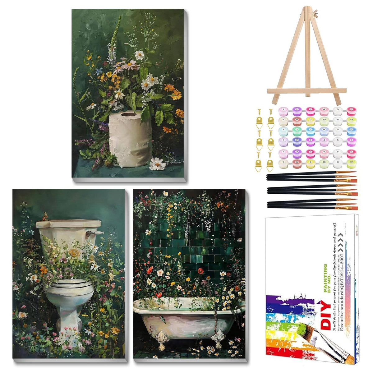 Mandun Landscape Paint by Numbers Kit for Adults, 3 Pack, 7.8x11.8 inch