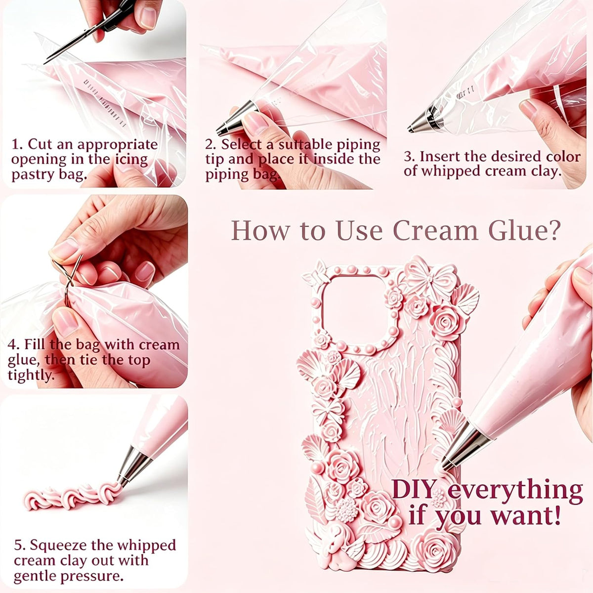 BoFUN Decoden Cream Glue Clay Kit, Whipped Cream Glue for Crafts DIY