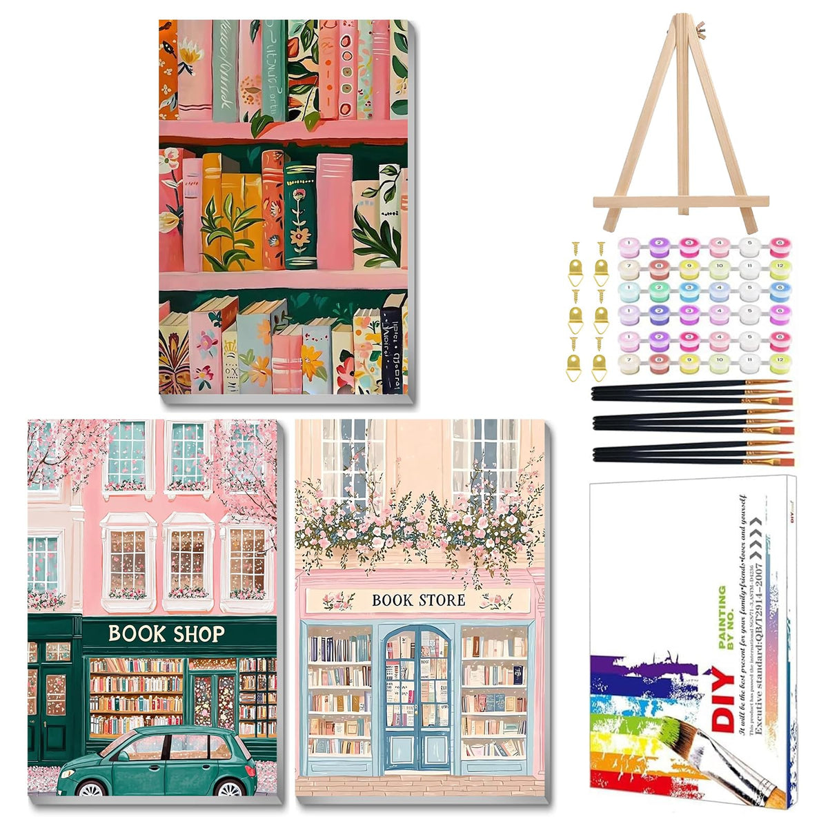 Mandun Landscape Paint by Numbers Kit for Adults, 3 Pack, 7.8x11.8 inch