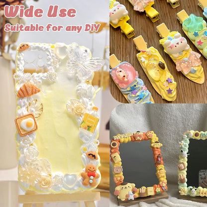 12PCS 100g Cream Kit Fake Whipped Cream Glue Clay Summer Craft DIY Decorations Rainbow Themed Cream DIY Making Art Craft Kit for Handmade Phone Case Mirror Jewelry Accessories