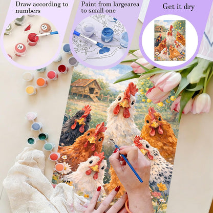Amaieuin Chicken Paint by Numbers Kit for Adults 16x20in