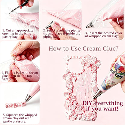 BoFUN Pink Decoden Cream Glue with Charms, Whipped Cream Glue Clay Kit