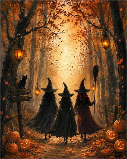AUKELHJ Paint by Numbers Kit for Adults Beginner, Halloween, 16X20 Inch