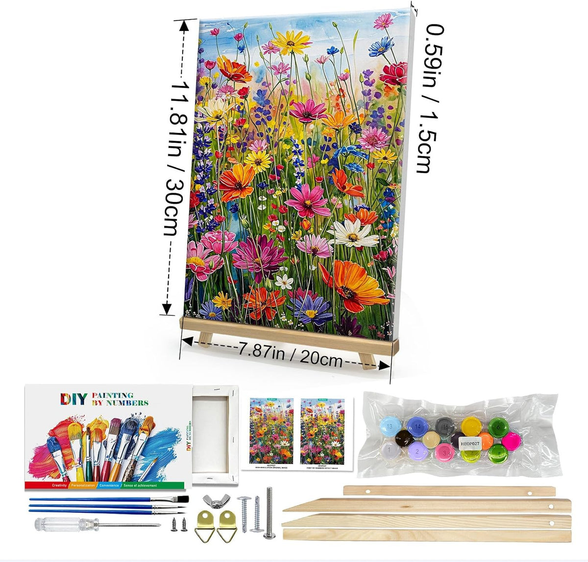 HeeBenor Framed Paint by Numbers Kit for Adults, Flowers, 8x12 Inch