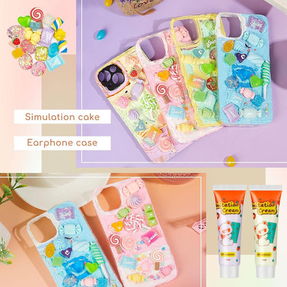 12 Pcs Whipped Cream Glue Kit with Piping Tip Decoden Charm,Candy