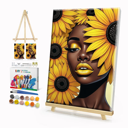 HeeBenor Framed Paint by Numbers Kit for Adults, Flowers, 8x12 Inch