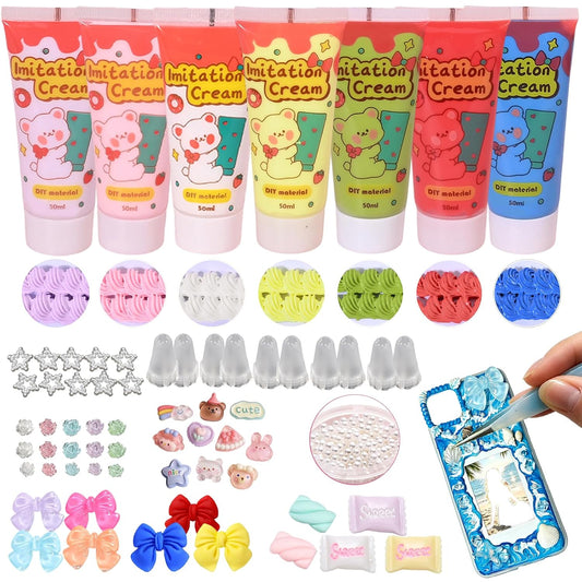 7 Colors (50g) Decoden Cream Kit, Fake Whipped Cream Glue for Crafts DIY