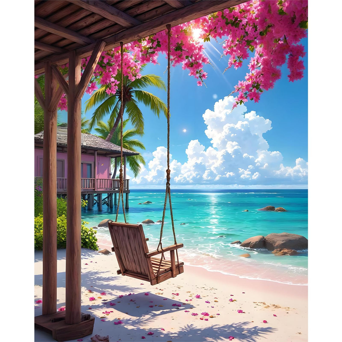 Paint by Numbers Kit for Adults, Fall Lake Cabin Number Painting Canvas Kit
