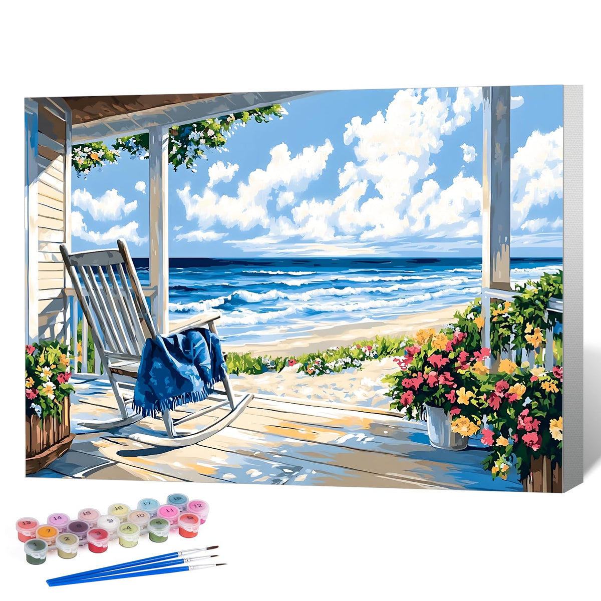 Framed Paint by Numbers Kit for Adults, Black Cat Bathroom Decor 8x12 Inch