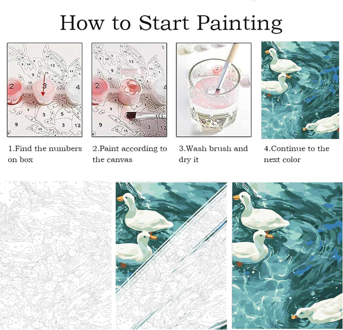 ZRIZQ Paint by Numbers Kit for Adults Beginner Animal,Duck,16x20