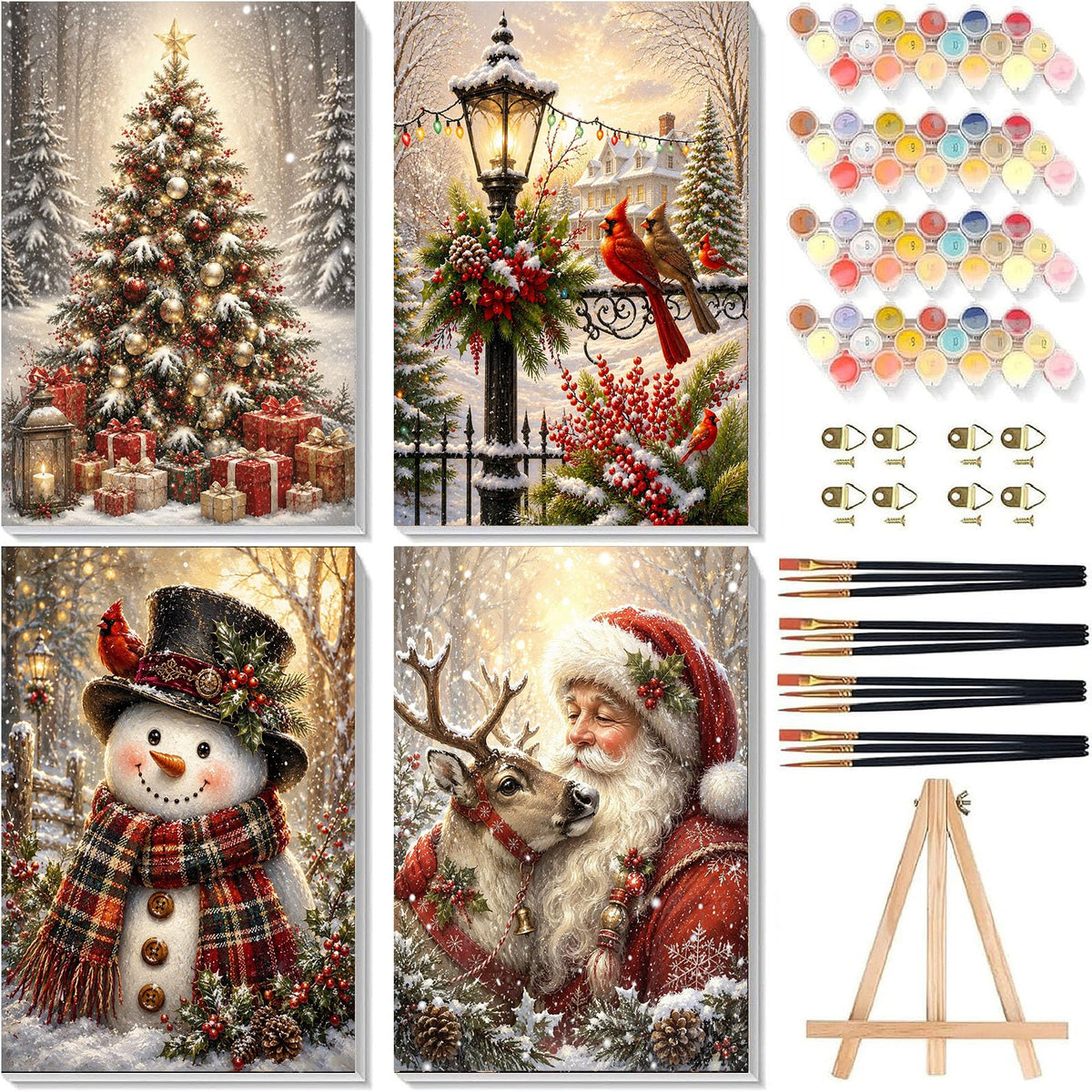 4 Pack Framed Paint by Numbers Kit for Adults Beginners Halloween 8x12 inch