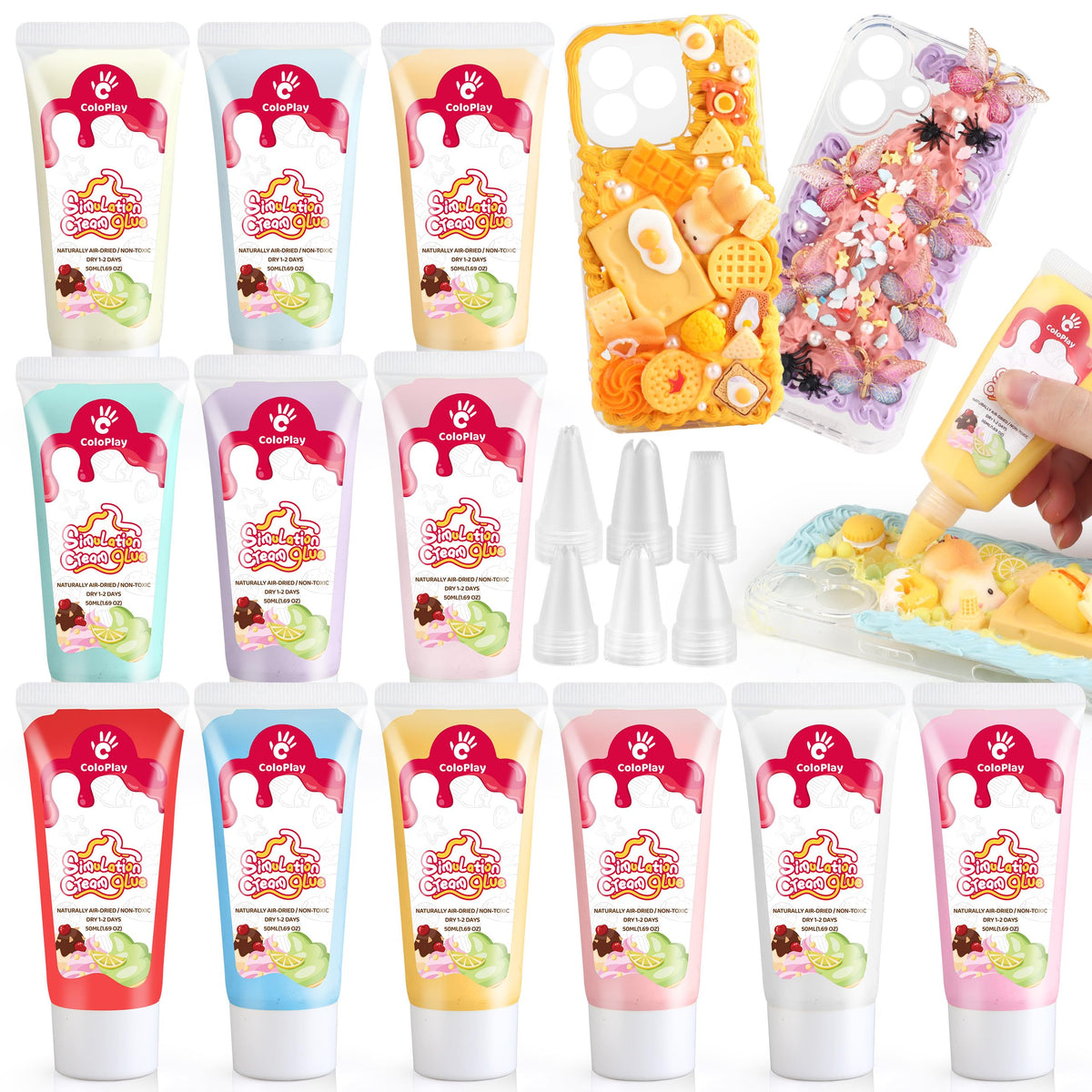 Cream Glue, 24PCS 50g Whipped Cream Glue Kit with 36PCS Piping Tip