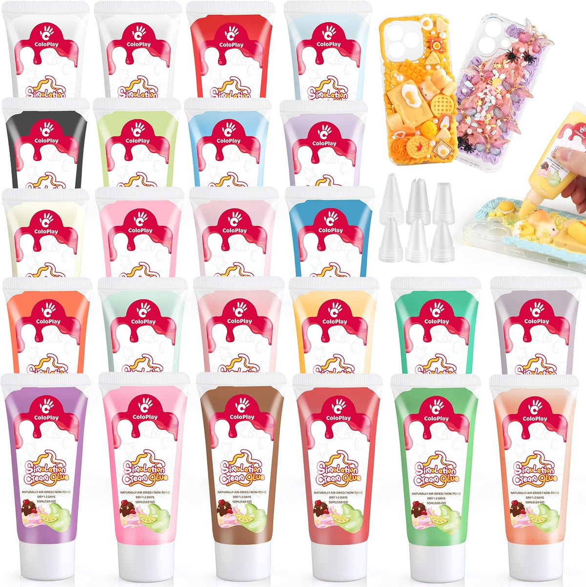 Cream Glue, 24PCS 50g Whipped Cream Glue Kit with 36PCS Piping Tip
