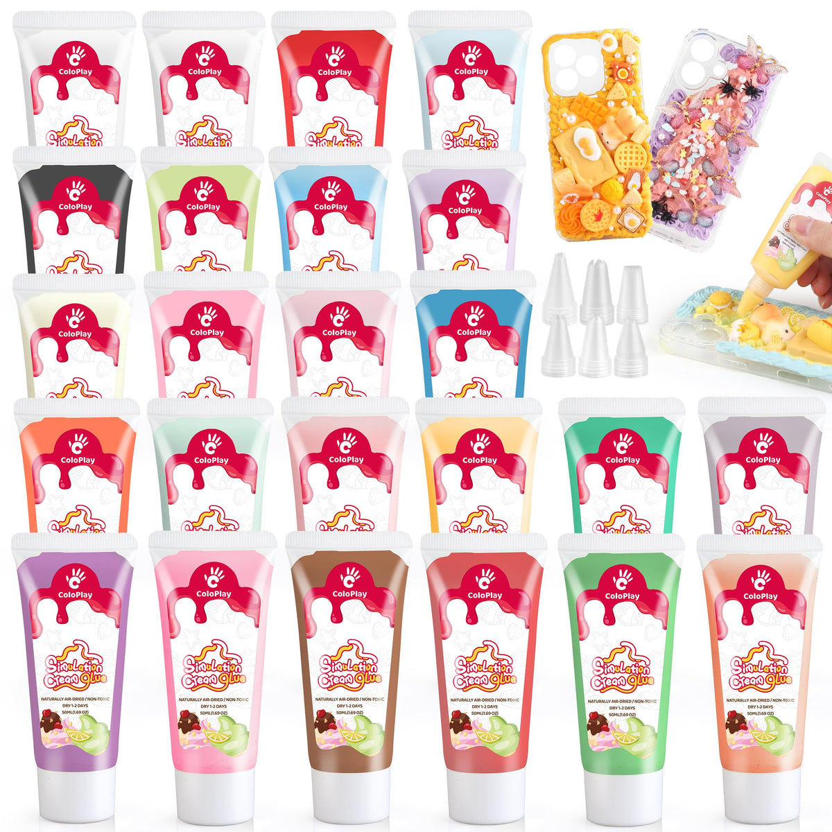 Cream Glue, 24PCS 50g Whipped Cream Glue Kit with 36PCS Piping Tip